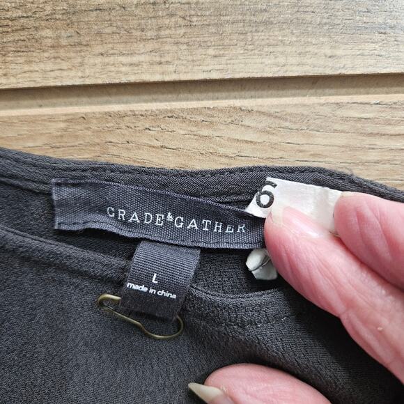 Grade & Gather Black Women's Tunic Dress Pockets Large Minimal Goth Witchy - Picture 9 of 15